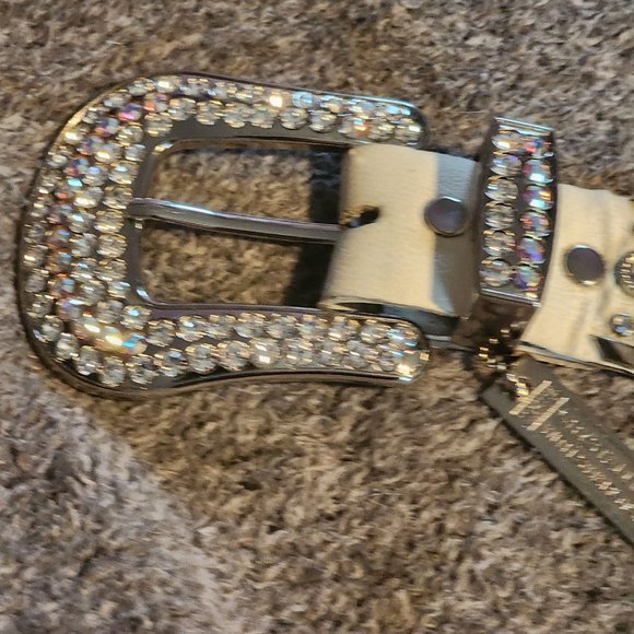 Unique Kippy\'s white leather belt with Snake Skin and Swarovski Crystals main image 10